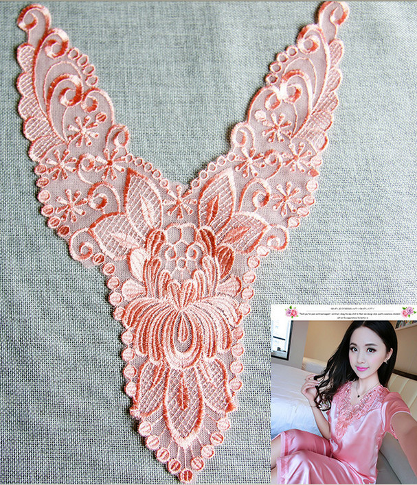 Polyester Embroidery Collar Lace for Pajamas Mesh Based Necklace Decoration