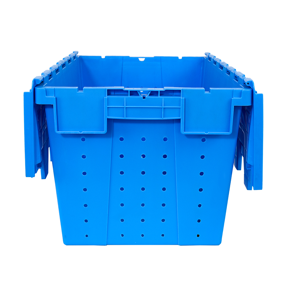 Secure Hinged Lockable Lid Turnover Plastic Crate 600x400x355mm for Storage and Moving