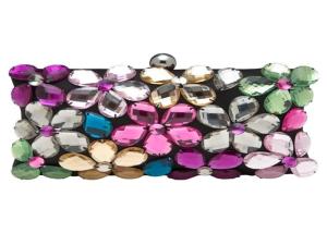 Quality Beautiful Acrylic Flower Evening Clutch Bags Multi Coloured Embellished For Mini Party wholesale