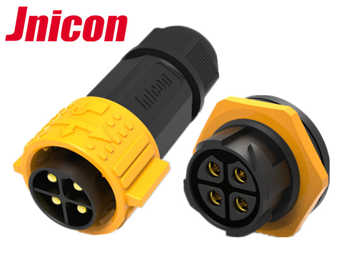 Yellow Color IP67 2 Pin Connector Gold Plated Multi - Core Structures