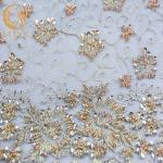 Nigerian Sparkling Sequin Lace Fabric Handmade Sewing Embroidered