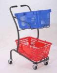 50KGS Shopping Basket Trolley Japanese Style Zinc Plating Metal Double Basket