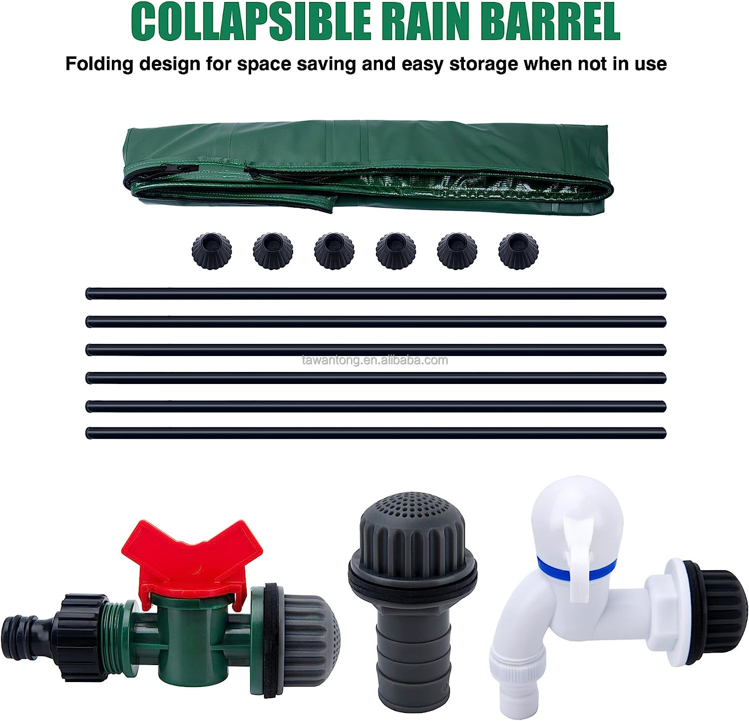 Extra Stable 250L Portable Water Collector Rain Barrel for Waterproof Rain Collection