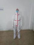 Medical Lever 15gram Disposable Hooded Coveralls Nonwoven White Hooded With Tape