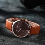 30m Waterproof 36mm Ladies Quartz Watch Leather Strap Three Dimensional Pattern