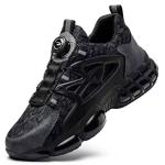 Black Microfiber Safety Industrial Button Men's Work Shoes