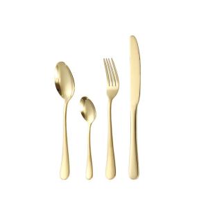 Quality 24pcs Stainless Steel Hotel Wedding Cutlery Set Spoon and Fork Silverware Luxury Gold wholesale