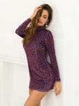 Women Clothing Long Sleeve Mini Leopard Print Dress