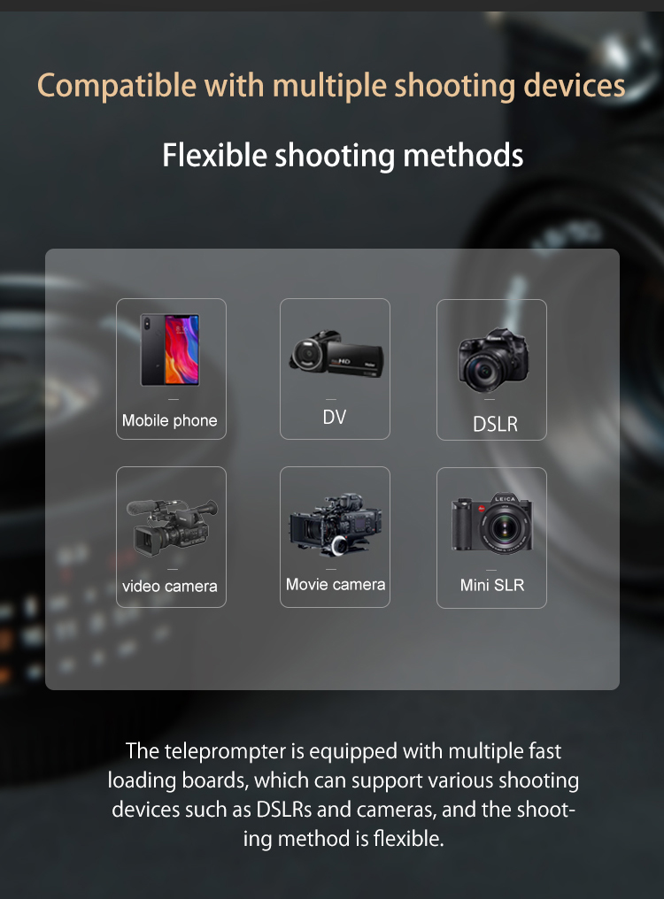 TS-T110/22D Dual Screen Teleprompter with Studio Software and On-Camera Caster Tripod