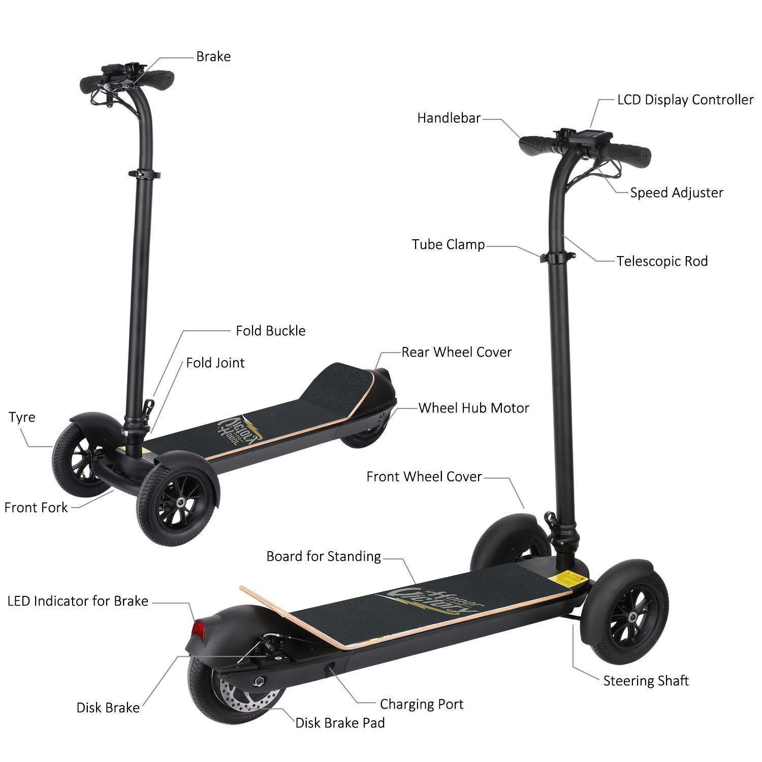 8.5 Inch Powerful Electric Scooter Three Wheels 8.0AH / 8.8AH Lithium Battery With CE