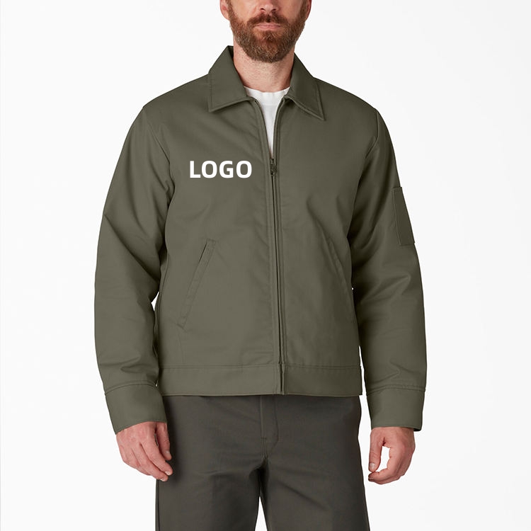 Heavy Work Warm Down Jacket Hand Pockets Zip Up Front Durable Cotton Workwear