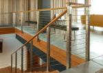 Square Stainless Steel Rope Fence Stainless Steel Railing With Solid Wood