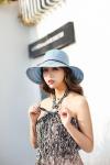 AK17594 fashion polyester braid foldable summer straw hats for womens in stock ,