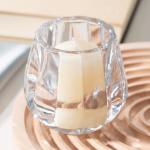 3 Inch Clear Faceted Round Glass Votive Candle Holders Machine Pressed