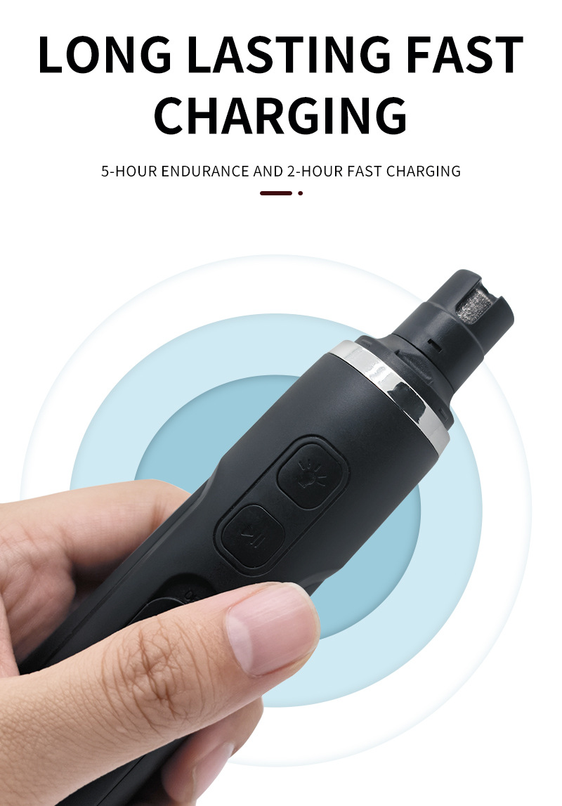 Black USB Charging Electric Dog Nail Clippers LED Electric Pet Nail Trimmer