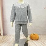 Autumn Children Clothing Sets Casual Long Sleeve Long Pants Suit Ruffle Neck