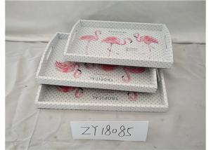 Quality Flower Theme Floral PU Surface Wooden Food Tray wholesale