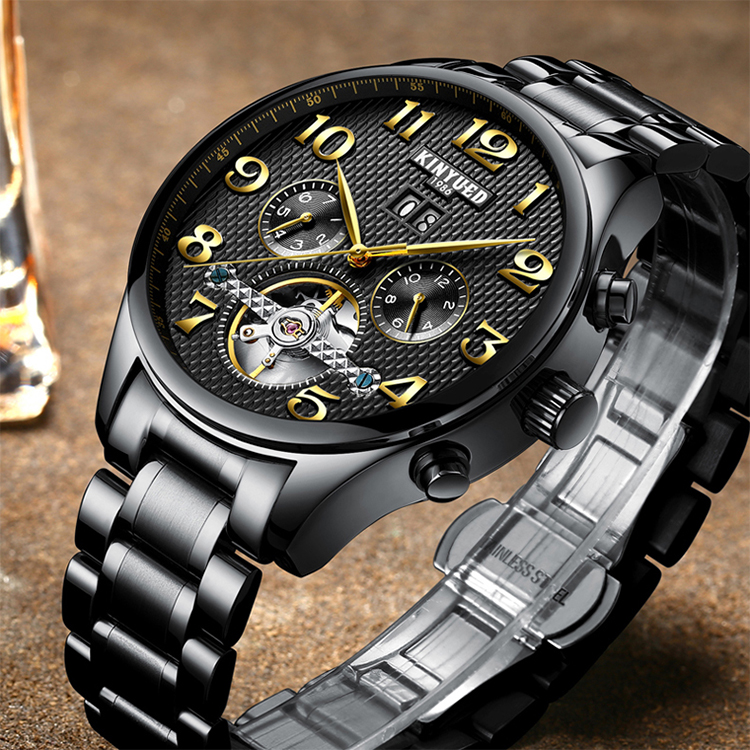 Automatic mechanical KINYUED watch fashion stainless steel mens waterproof automatic mechanical watch