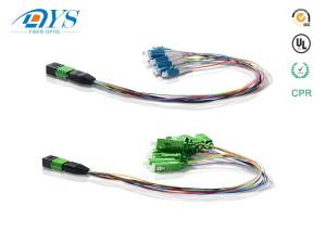 Quality Fiber Optic Ribbon Cable 24 Fiber SM MPO To LC Breakout Jumper MPO/MTP 0.9mm wholesale