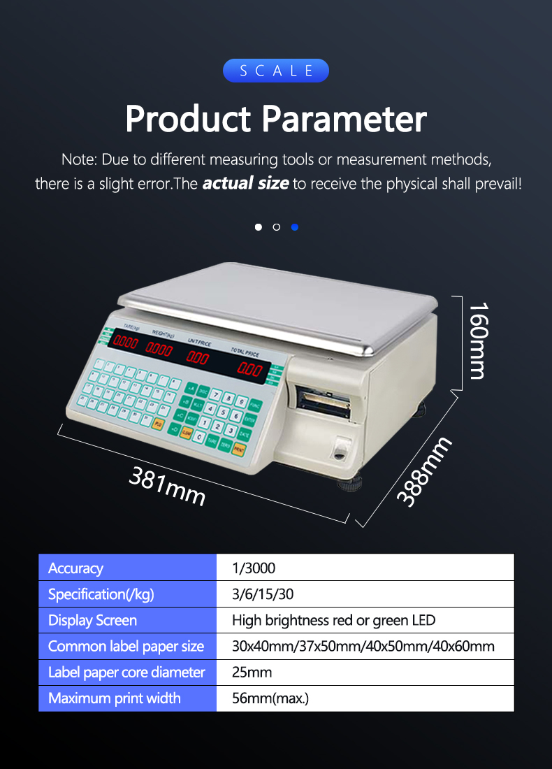 SOHE SHW-TMA Barcode Table Scale Cash Register Durable Stainless Steel Design with 1
