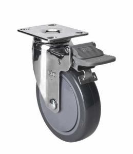 Quality Edl Chrome 4&quot; 80kg Plate Brake PU Caster 3724-77 Thick 2.5mm for Industrial Equipment wholesale