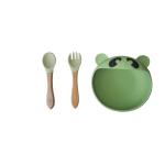 ODM Silicone Baby Tray Bear Shape Feeding Suction Bowl And Spoon Microwave Safe