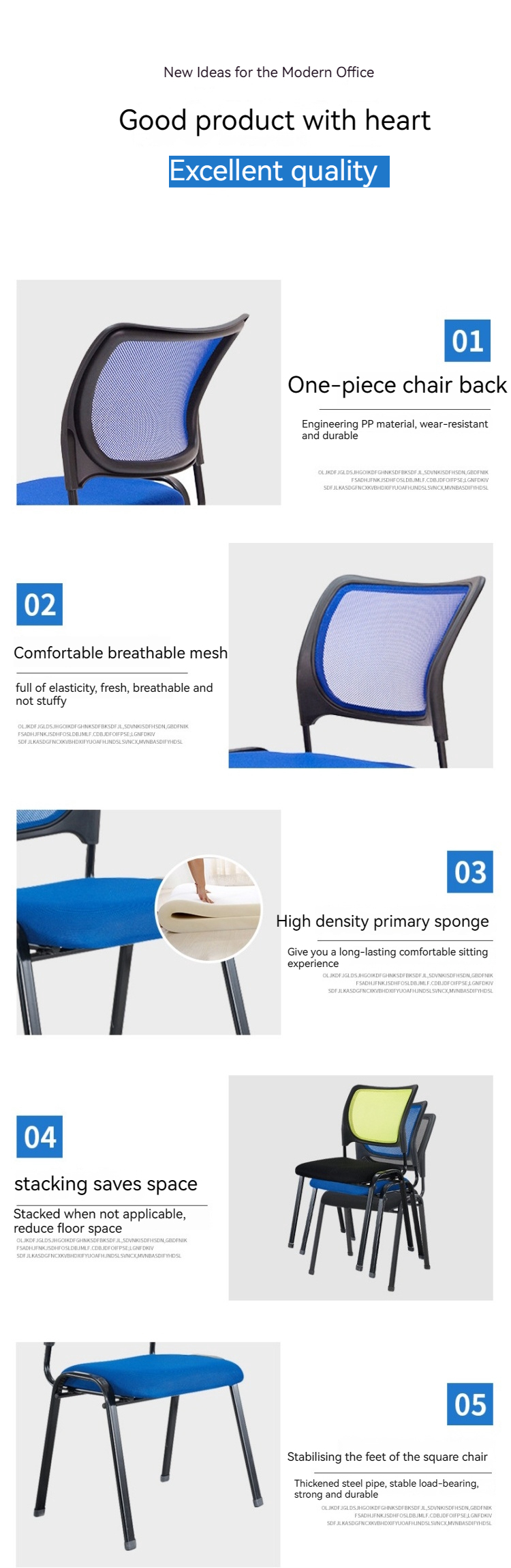 Breathable Comfortable Reception Chair for Office Staff Training and Conferences