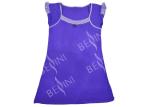 Violet Puff Sleeve Ladies Viscose Pyjamas / Viscose Sleepwear Gathers Contrast