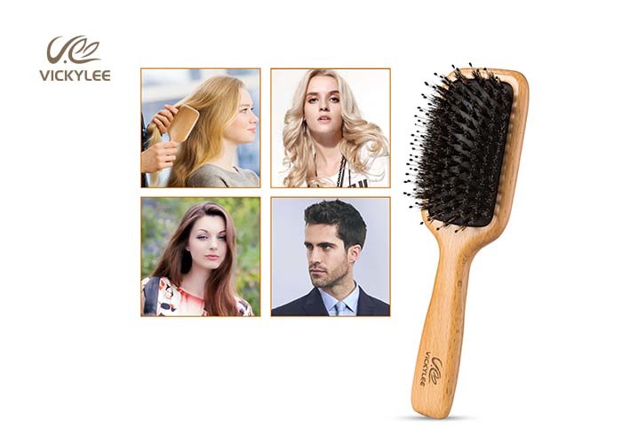 Boar Bristle Wooden Handle 9.28 Inch Paddle Brush