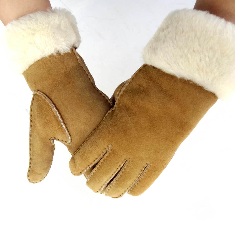 Fashion Ladies Sheepskin Gloves , Ladies Real Leather Gloves Plain Style