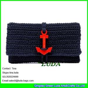 Quality LUDA navy belue lady totes anchor paper straw clutches wholesale