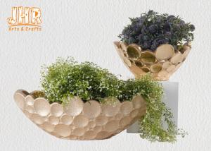 Quality Frosted Gold Fiberglass Decoration Flower Serving Bowl Centerpiece Table Vase wholesale
