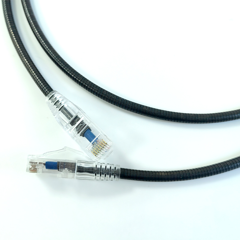 Exactcables 1m 2m 2.5m 3m Steel Armored Crossed Cat. 6a Network Cable Slim STP LSZH Black