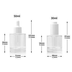 Quality Serum Oil Dropper Glass Bottle Push Pump Clear Pipette 50ml wholesale
