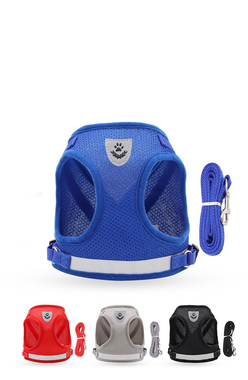 Polyester Mesh Breathable Pet Harness Vest Tensile Force Is Divided Evenly