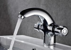Quality ROVATE Chrome Finished Bathroom Sink Taps , Deck Mount Faucet Dual Handles wholesale