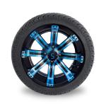 225/30-14 DOT 14 Inch Golf Cart Wheel And Tire Combo Blue / Glossy Black Wheels