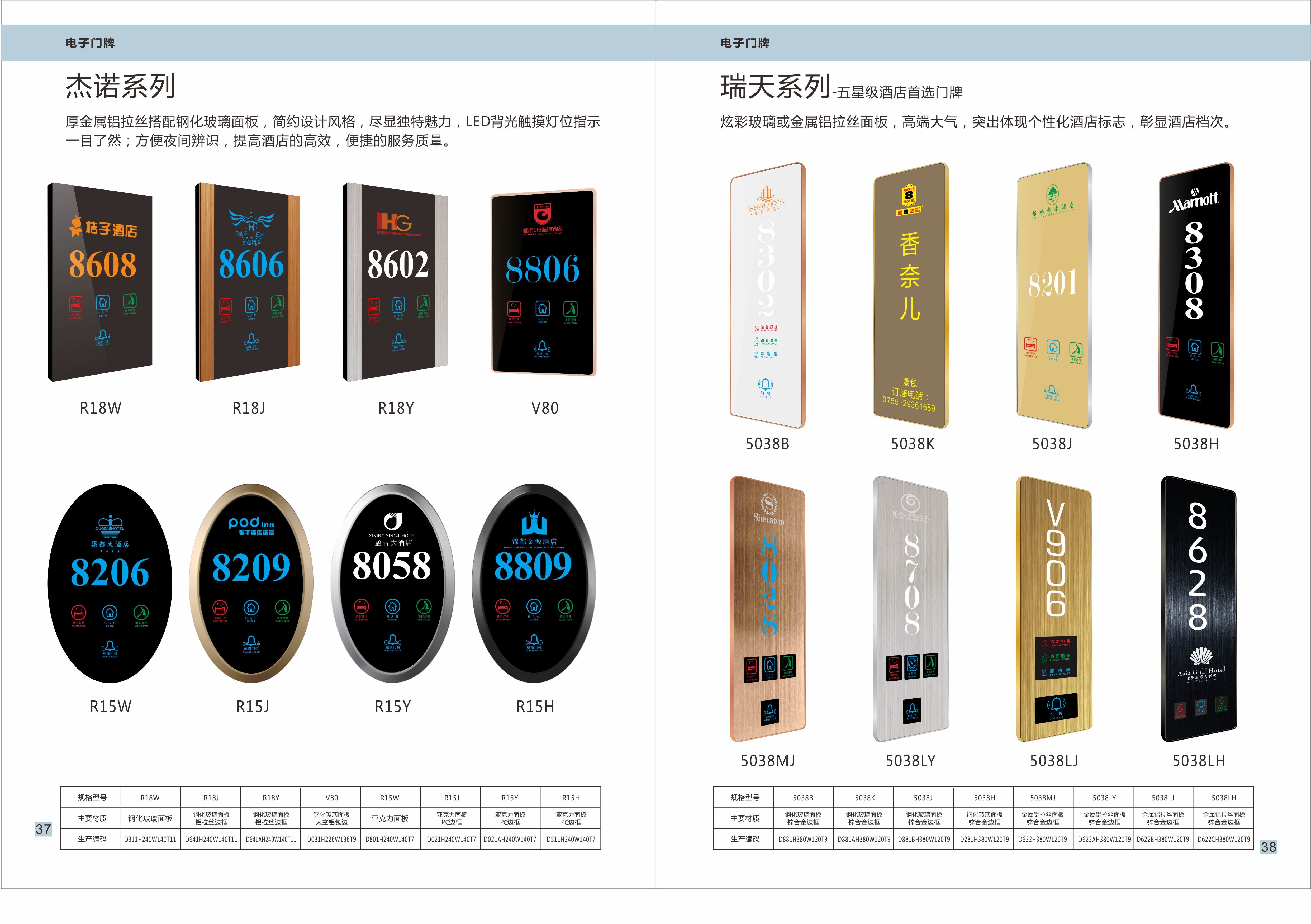 Five Star Hotel Socket Hotel Door Number Electronic Door Plate