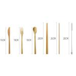 Travel Organic Bamboo Spoon Fork Chopsticks Flatware Utensil Cutlery Set In