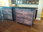 148 * 56 * 104cm Mobile Bar Counter Table For School White Powder Coat Finish