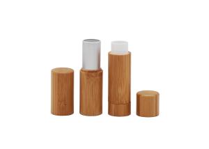 Quality Custom Empty Cosmetic Lip Balm Tube Bamboo Covered Lipstick 3.5g wholesale
