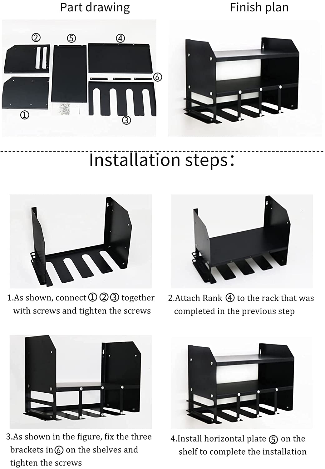 Organize Your Garage with Wall Mount Tool Shelf Rack and Metal Iron Storage Holders