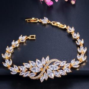 Quality Cubic Zirconia Tennis Bracelets For Women Iced Out Chain Gold Color Bracelet Woman Zircon Flower CZ Bangle Jewelry wholesale