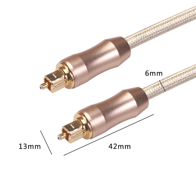 TOSLINK Optical Audio Cable Gold Plug Knited Rope Frosted Shell 1.2M For CD / DVD Soundbar Home theatre
