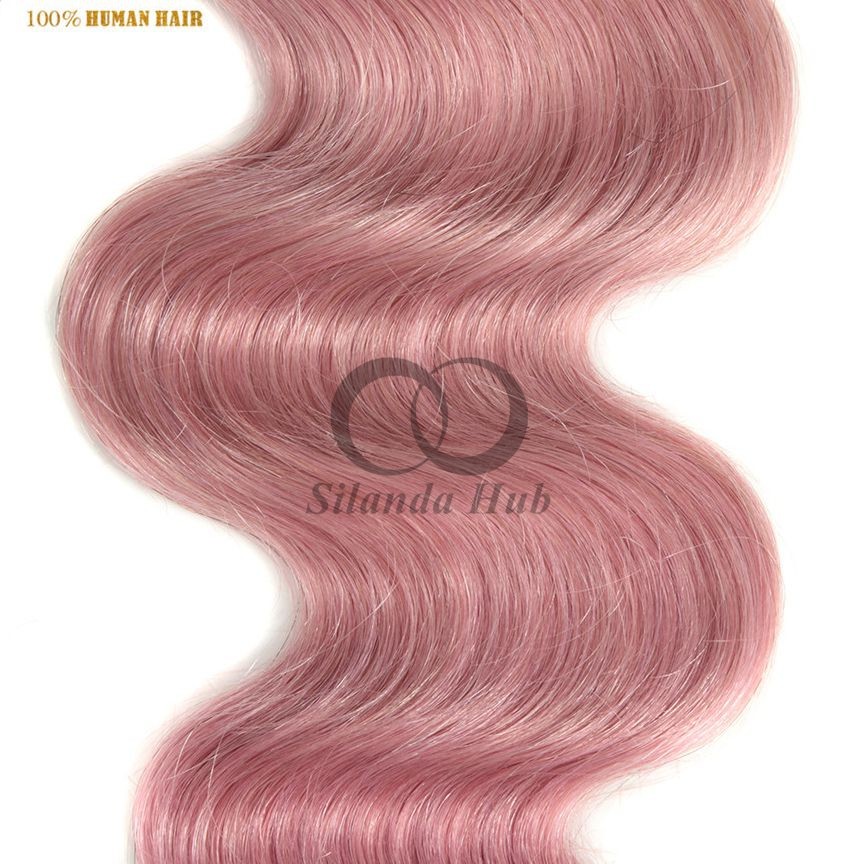 Pink Body Wave Remy Human Hair Bundles Sew In Weave Bundles Brazilian Bundle Deals
