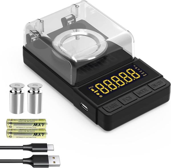 Digital Milligram Scale 50g/0.001g, Compact Mg Scale With 20g Calibration Weight