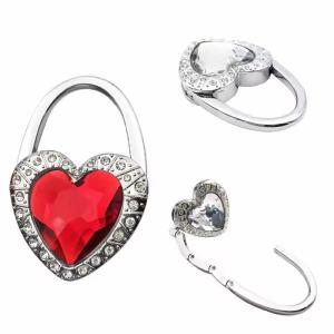 Quality Custom Purse Hook foldable bag holder Folding Beautiful Heart Hanging Bag Hanger wholesale