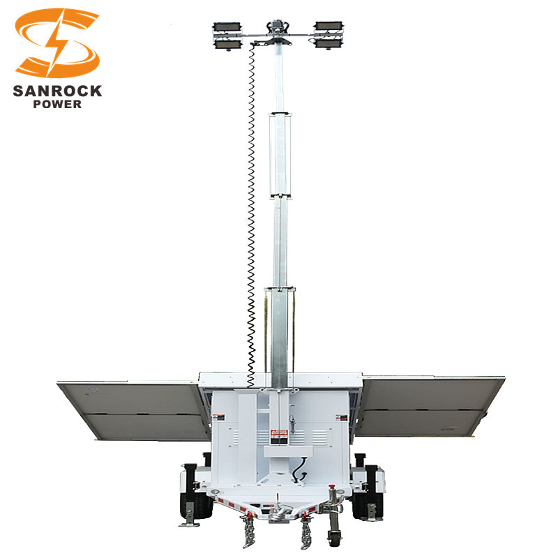 Emergency Situations Mobile Solar Light Tower Portable Industrial Light Towers 1481m2 Area