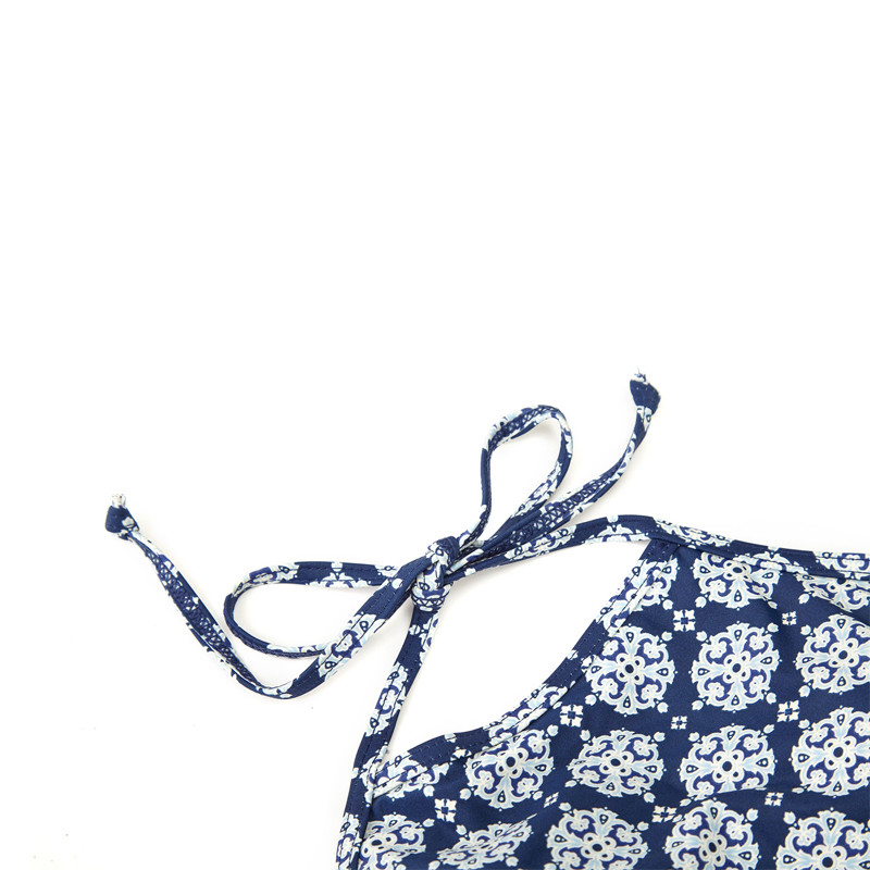 Shoulder Strap Polyester Swim Suit Sleeveless Printed Solid Swimwear Summer Beach