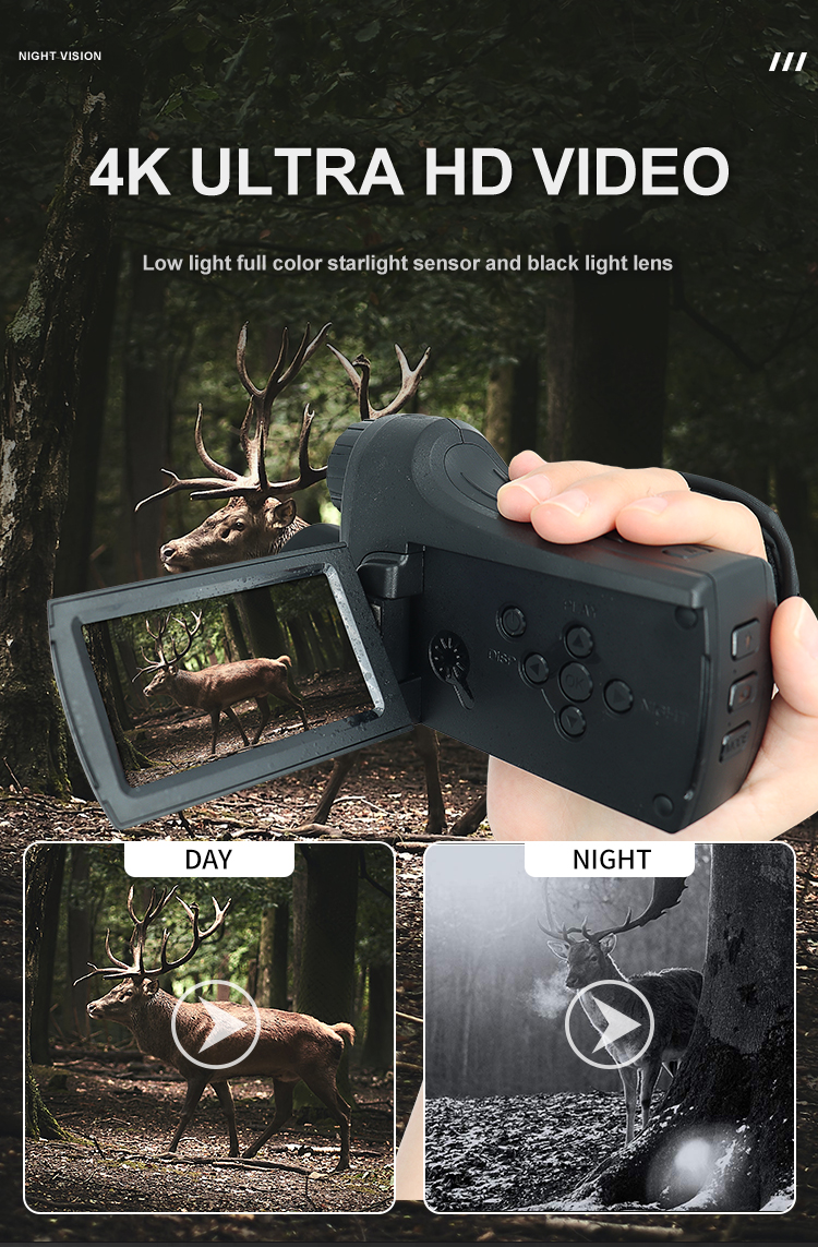 8x Zoom 4K HD Hand Held Night Vision 600 Meters Long Range Hunting Digital Infrared